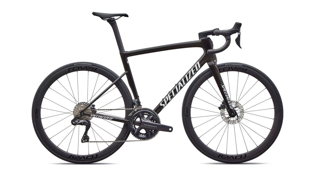 Specialized - Tarmac SL8 Expert - Shimano Ultegra Di2 - GLOSS OBSIDIAN METALLIC / 25% CQV REFLEX SUPER RED PEARL OVER WHITE