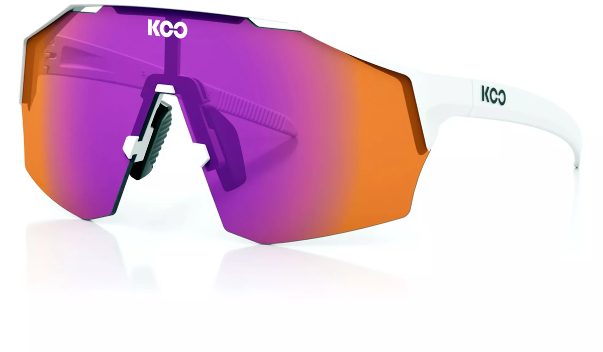 KOO - Alibi Sunglasses - Large - White Matt/Fuschia Photochromatic Mirror Lens