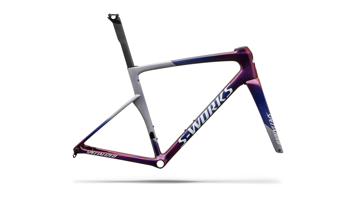 2027 S-Works Tarmac SL9 Frameset - Gloss Dove Grey / Red to Blue Pearl / White Silver Metallic