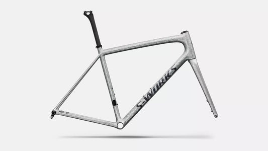 2026 S-Works Aethos 2 Frameset - Gloss Silver Blurred Impasto / Black Pearl