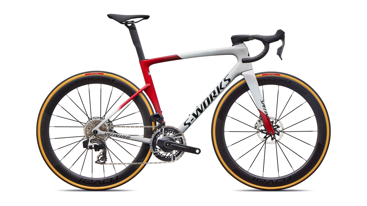 2027 S-Works Tarmac SL9 - SRAM Red AXS - Gloss White Silver Metallic / Gloss Ruby Metallic / Obsidian Metallic