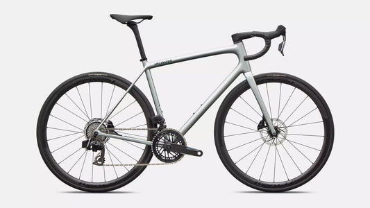 2026 Specialized Aethos 2 Pro - Force AXS - Gloss Shadow Silver / Emerald Metallic