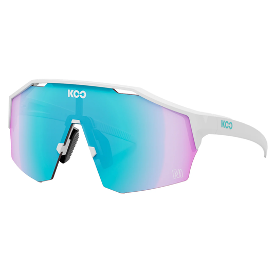 KOO - Alibi Sunglasses - Large - MDD White/Turquoise Mirror Lens