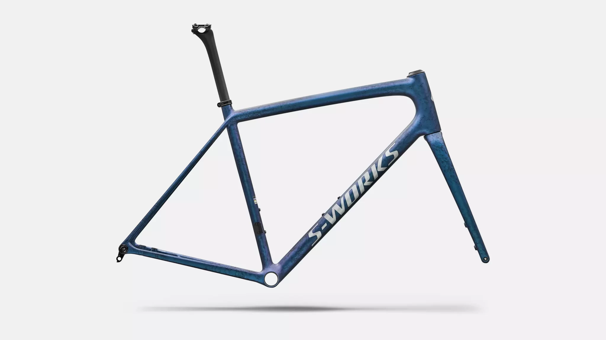 2026 S-Works Aethos 2 Frameset – Satin Black Ink Wash / Pearl / Shadow Silver