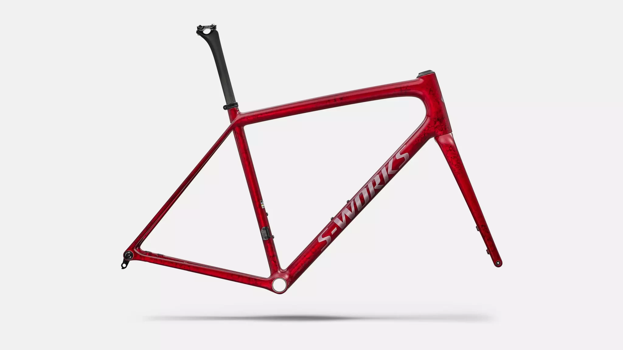 2026 S-Works Aethos 2 Frameset – Sandstone Metallic Base / Red Tint