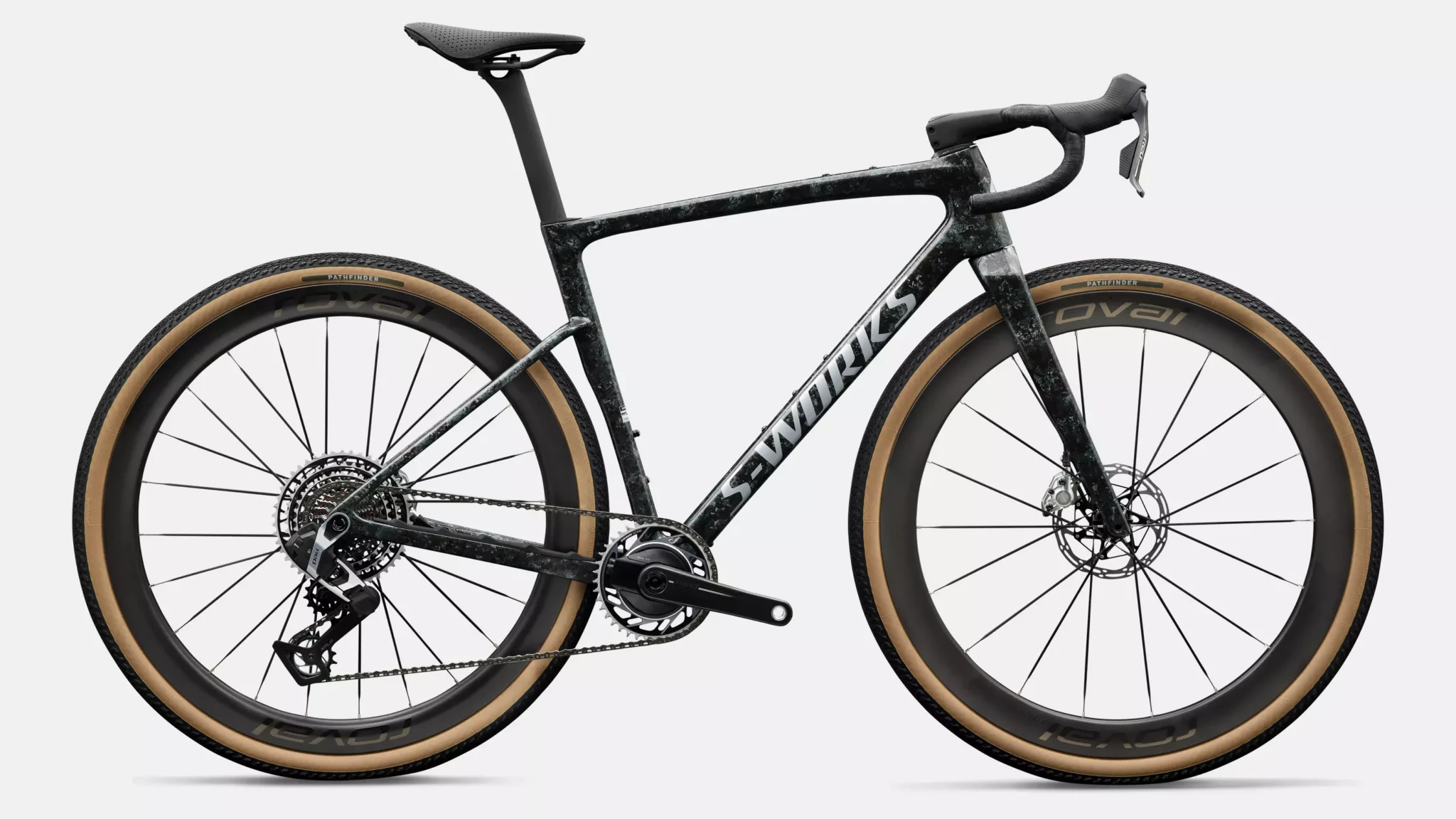 2027 S-Works Crux 5 – SRAM RED XPLR – Fjord Gold Sandstone Blurred Impasto/Gloss Flake Silver